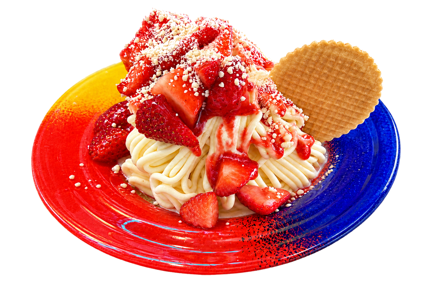 Spaghetti-Erdbeer-Eisbecher